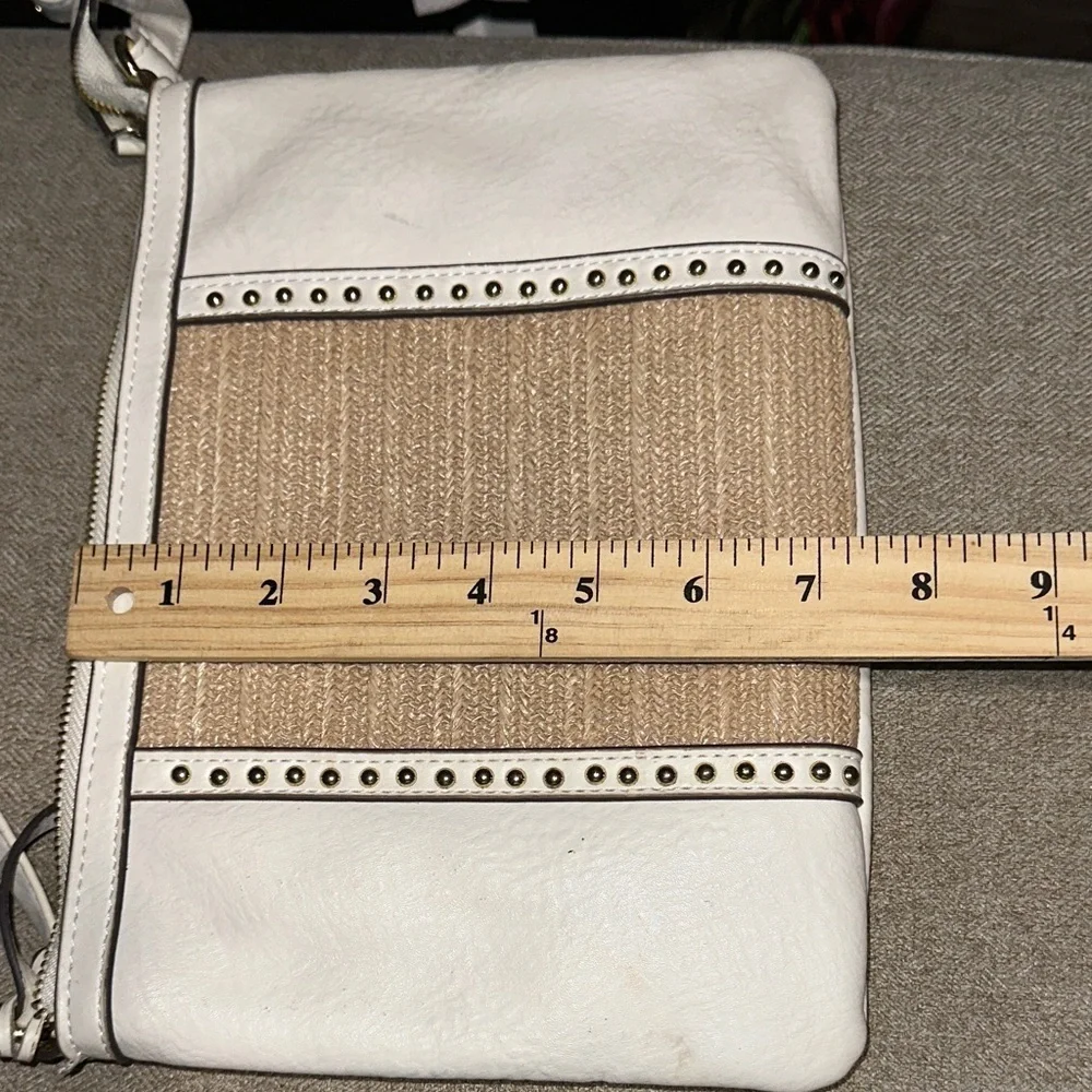 Nicole Miller Cream and Tan Crossbody Bag